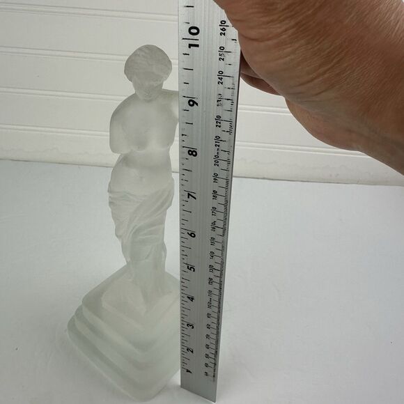 Frosted Satin Glass Aphrodite of Melos Statue Venus de Milo Bust Figurine 10" - Picture 9 of 10